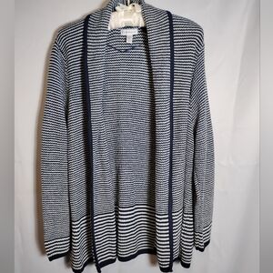 Croft & Barrow Navy and White Striped Cardigan